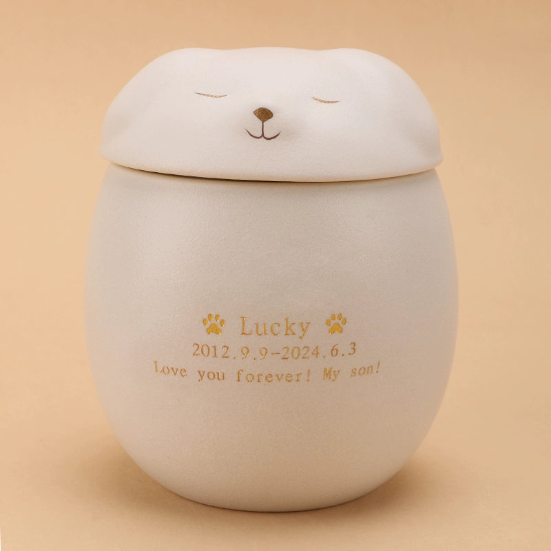 Personalized Ceramic Pet Urn with Photo & Engraving - Custom Dog/Cat Memorial Cremation Box