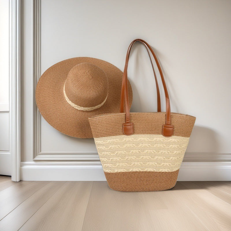 Shoulder straw bag trendy fashion women's bag large capacity
