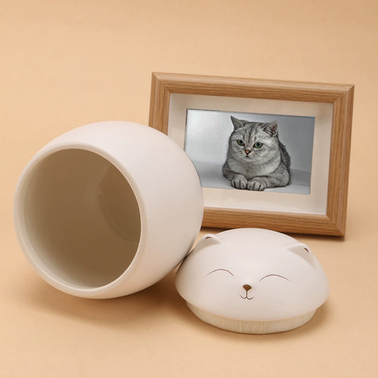 Personalized Ceramic Pet Urn with Photo & Engraving - Custom Dog/Cat Memorial Cremation Box