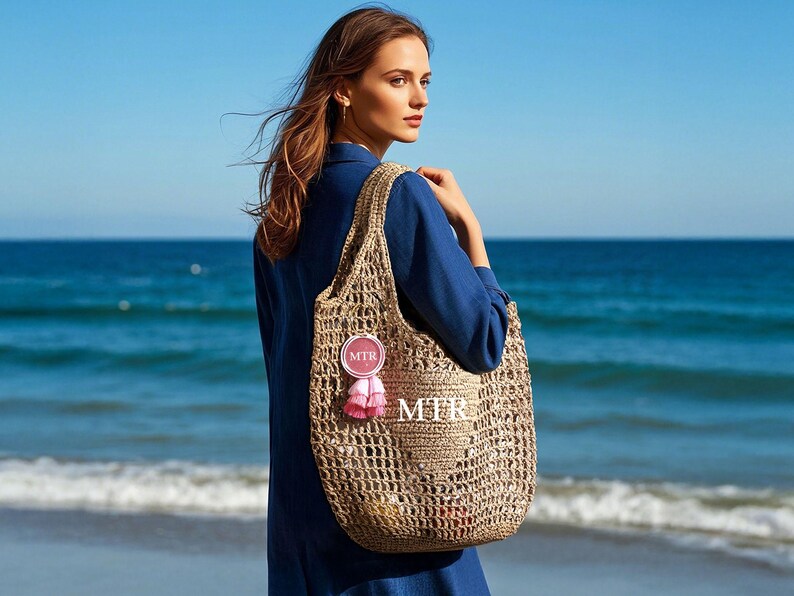 Personalized beach tote bag,Beach straw bag,Bridal Shower Bag title