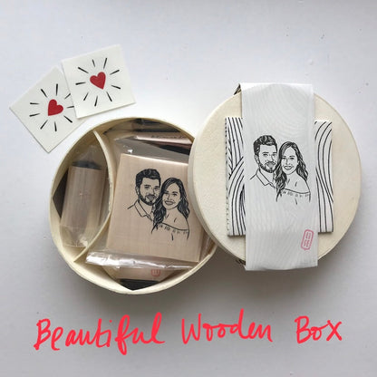 Personalize portrait stamp gift for couple bride and groom