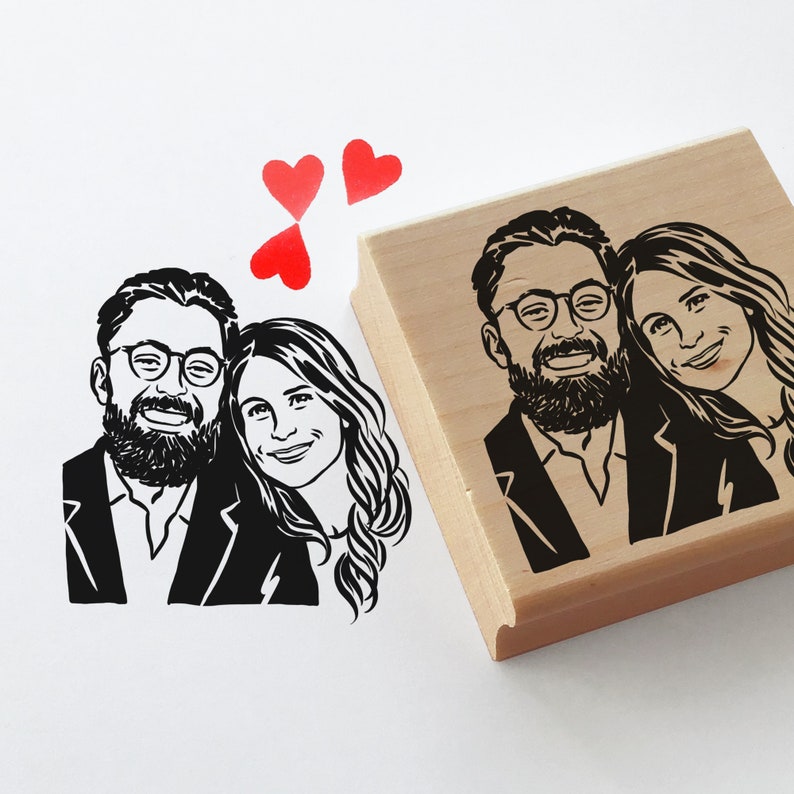Personalize portrait stamp gift for couple bride and groom