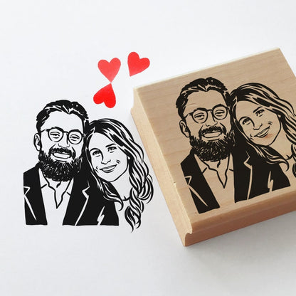 Personalize portrait stamp gift for couple bride and groom