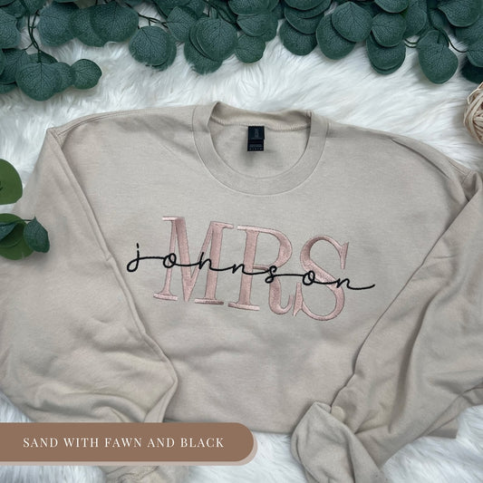 Embroidered Custom Embroidered Sweatshirt, Bride Sweatshirt, Engagement Sweatshirt, Wife Shirt, Mrs Last Name Sweatshirt, Wifey Sweatshirt