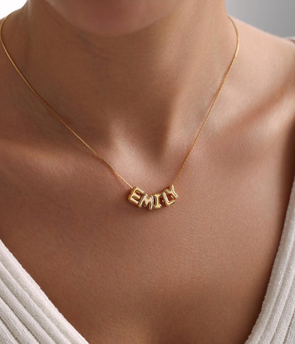 Personalized Tiny Balloon Initial Name Necklace, Mini Name Necklace, Minimalist Necklace, Personalized Gift, Gift for her, Christmas Gift