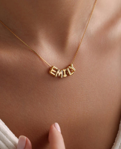 Personalized Tiny Balloon Initial Name Necklace, Mini Name Necklace, Minimalist Necklace, Personalized Gift, Gift for her, Christmas Gift