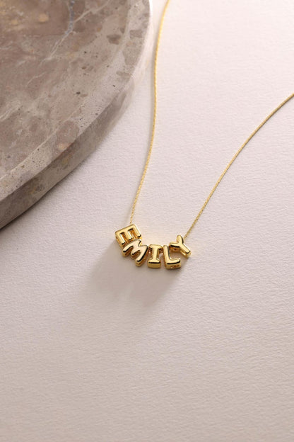 Personalized Tiny Balloon Initial Name Necklace, Mini Name Necklace, Minimalist Necklace, Personalized Gift, Gift for her, Christmas Gift